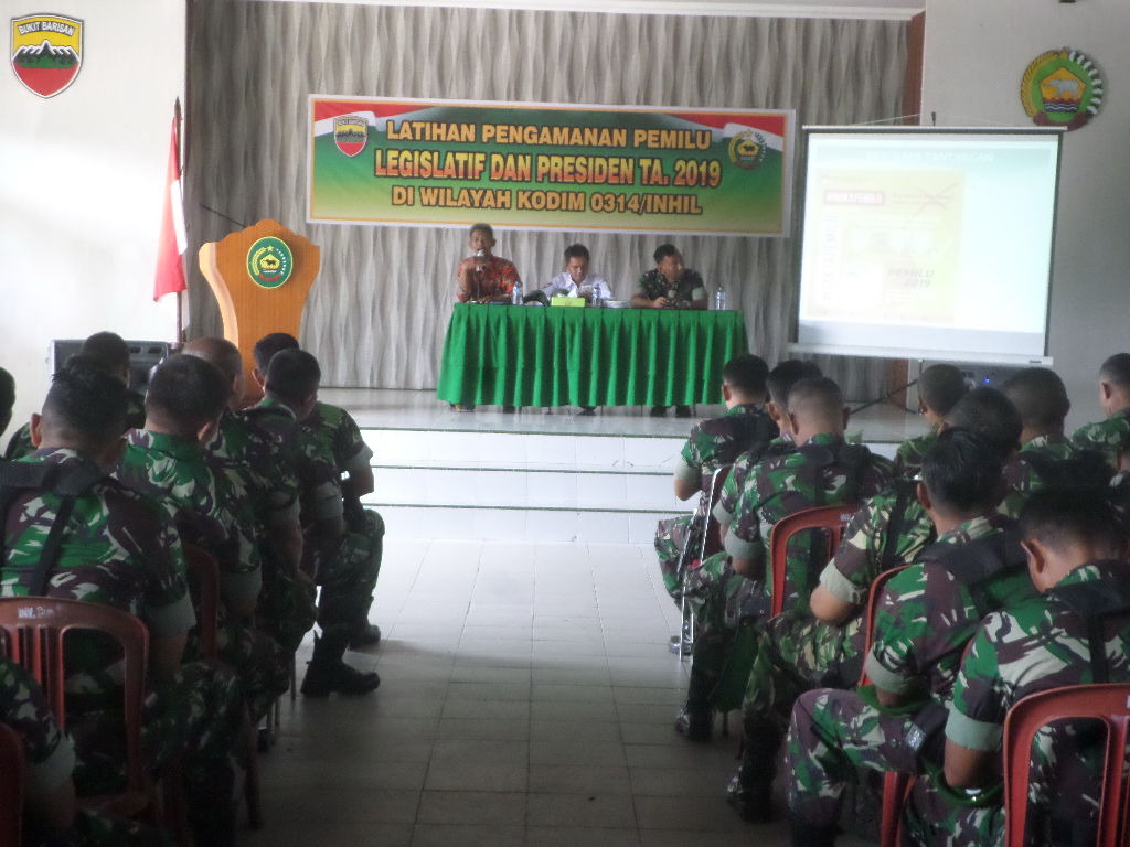 KPUD dan Bawaslu Sosialisasi Pemilu 2019 di Makodim 0314/Inhil